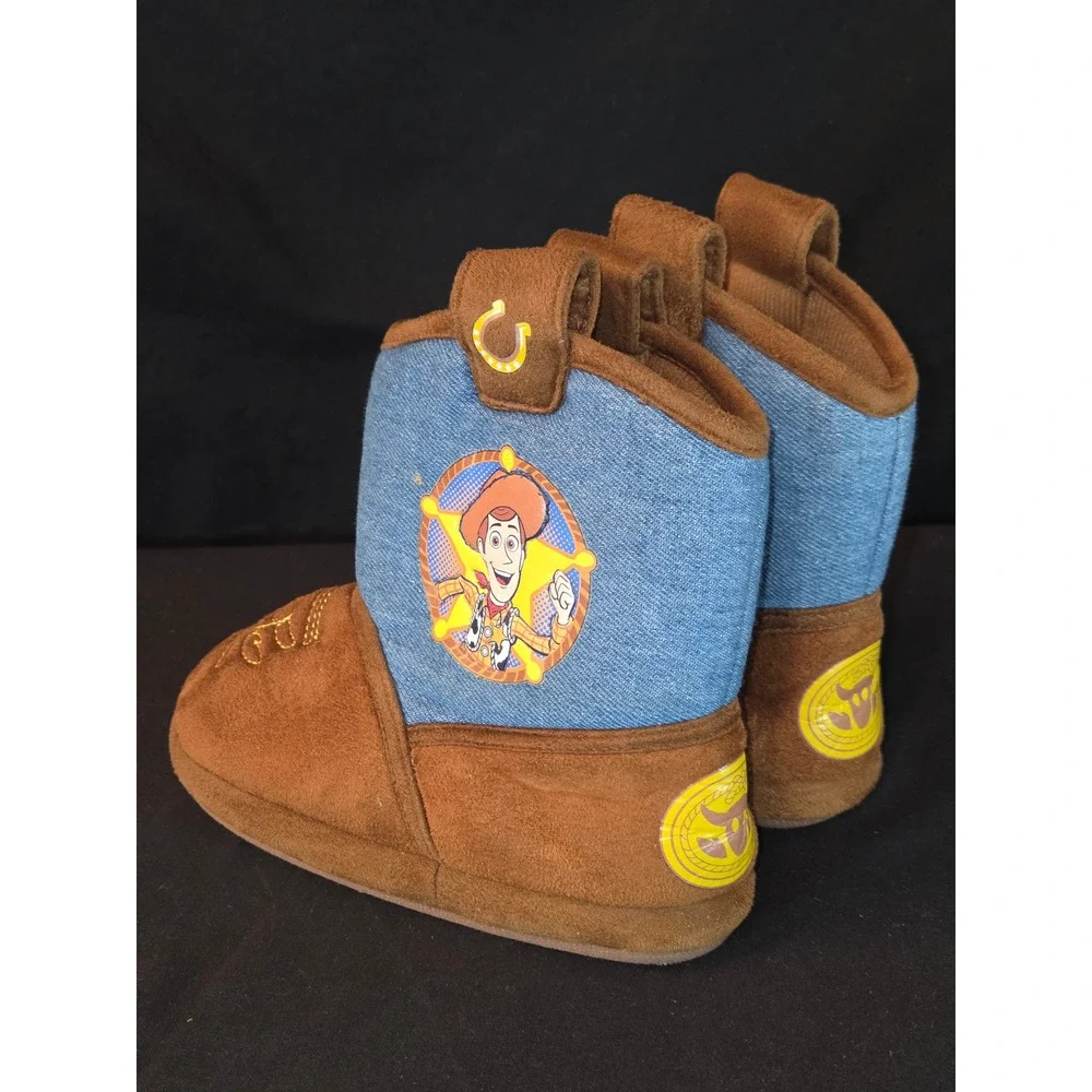 Toy Story Woody Cowboy‎ Boot Slippers Kids USA 9-10 EU 26-27 Plush Brown